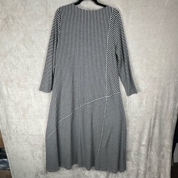 Soft Surroundings Dress Womens XL Petite Black Striped Asymmetrical Lagenlook - Picture 6 of 11